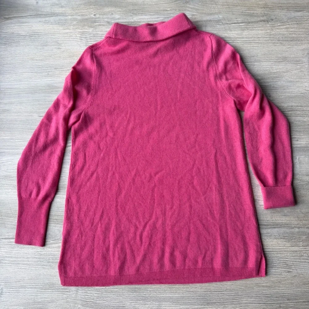 Talbots Pure Cashmere Cowl Neck Sweater Hot Pink Long Sleeve Knit Top Large